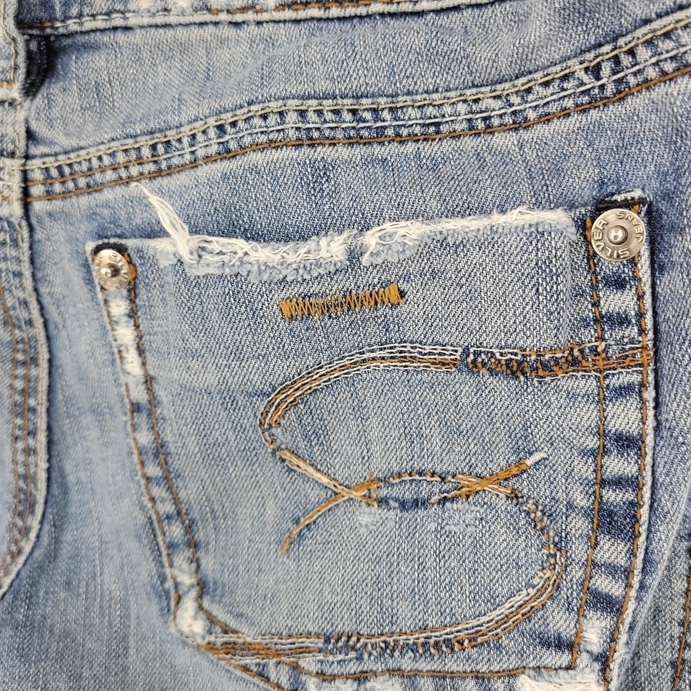 Silver Jeans Womens Element Flare Faded‎ Distressed Jeans Size 27 - Picture 6 of 16